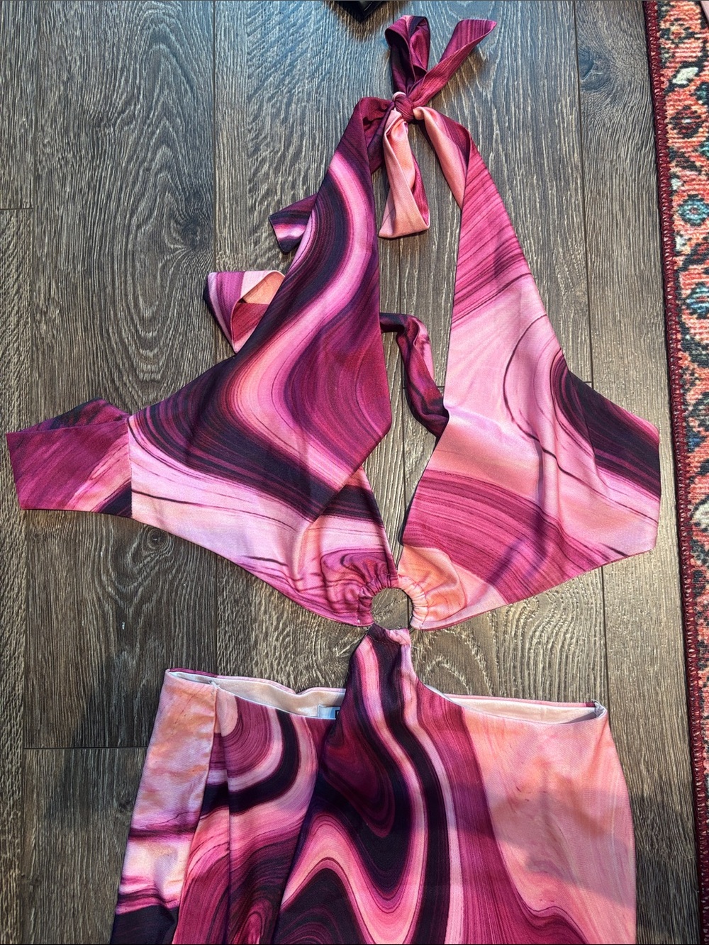 Farai London Pink & Magenta Marble Halter Jumpsuit